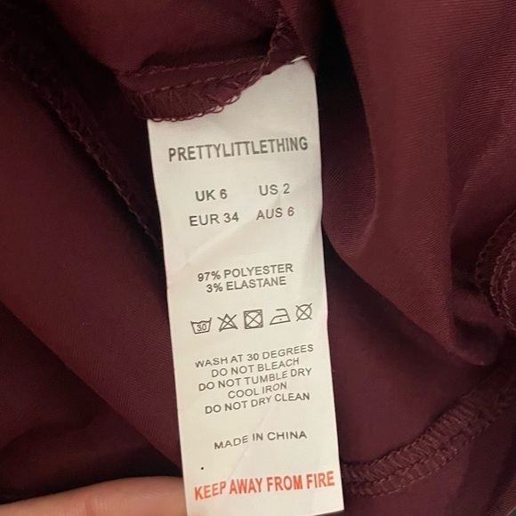 NWT PRETTY LITTLE THING Women’s Plum Square Neck Puff Sleeve Bodycon Dress Sz 2 - Picture 12 of 15